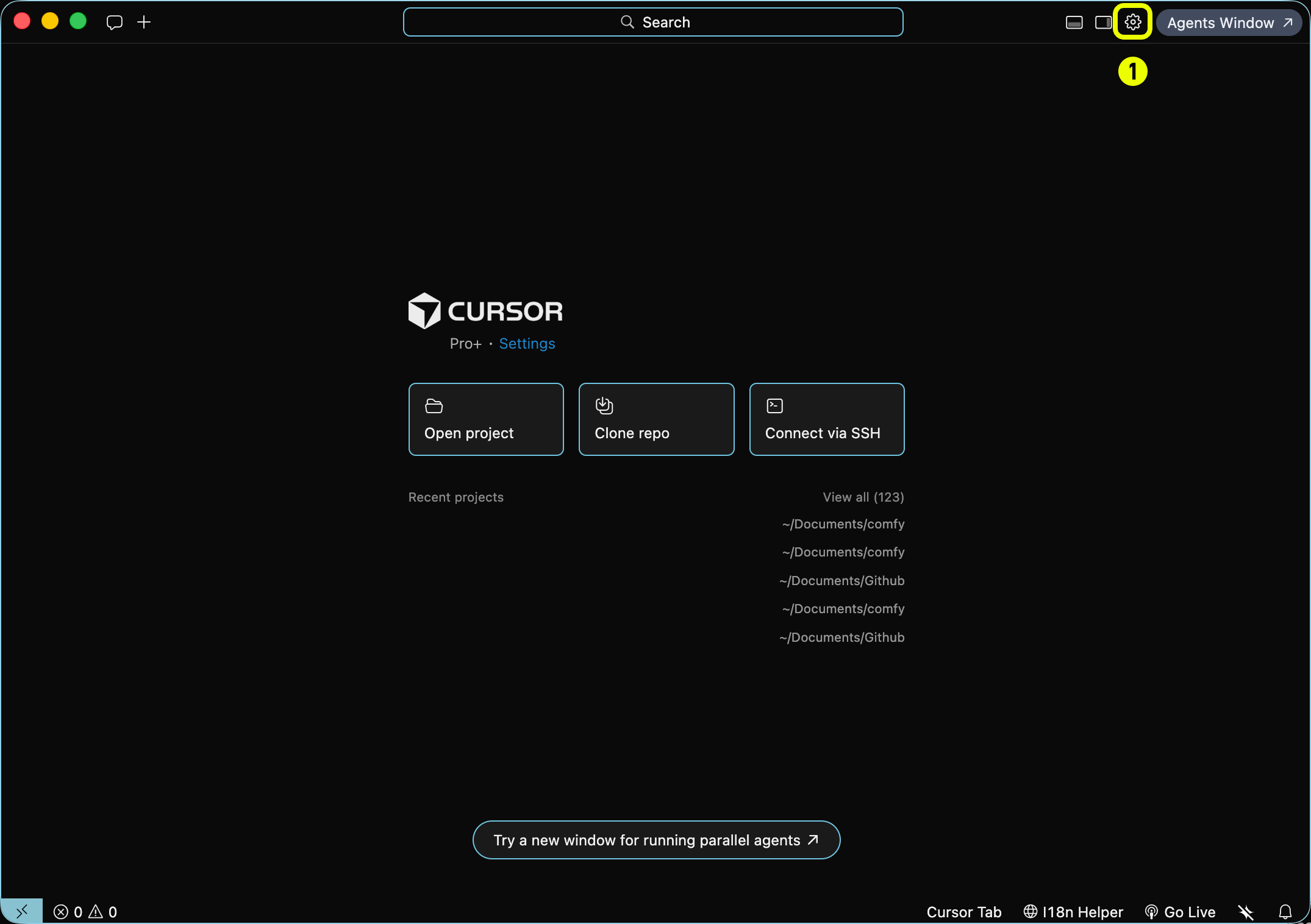 Cursor — 打开设置