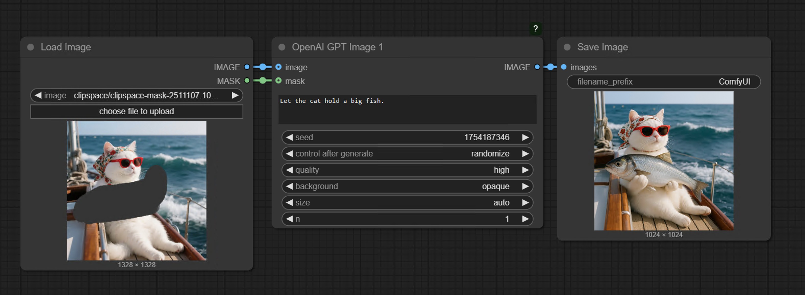 ComfyUI openai-gpt-image-1 工作流示例