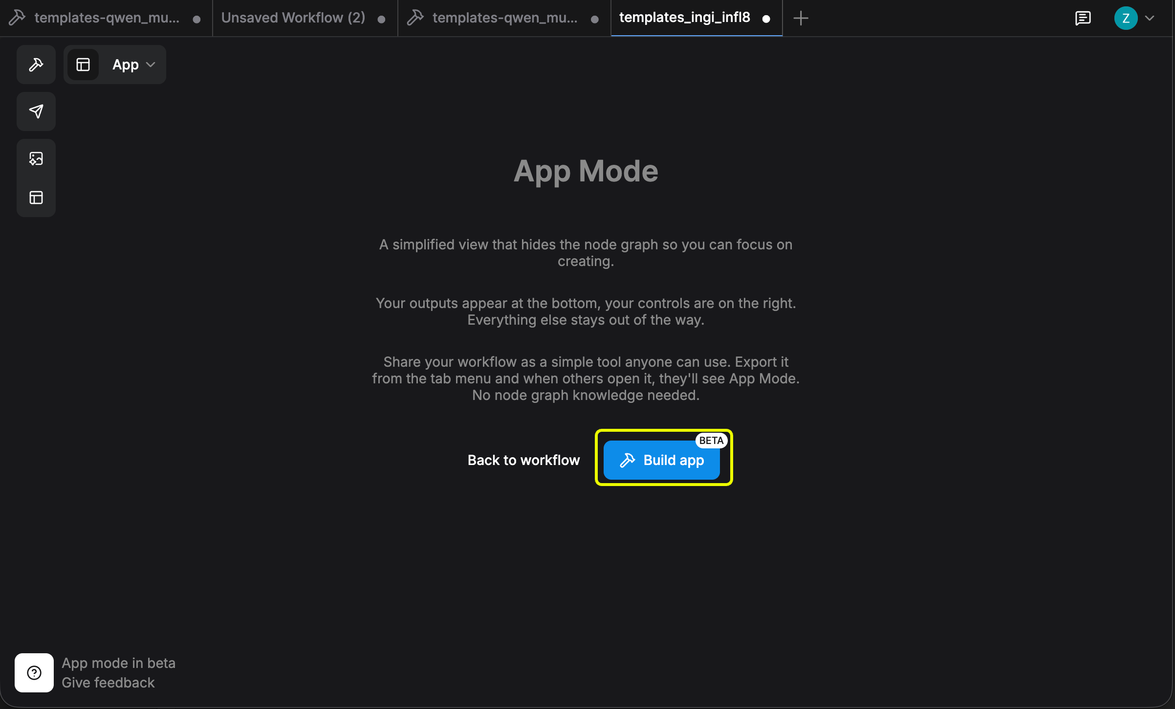 APP 模式构建器入口界面