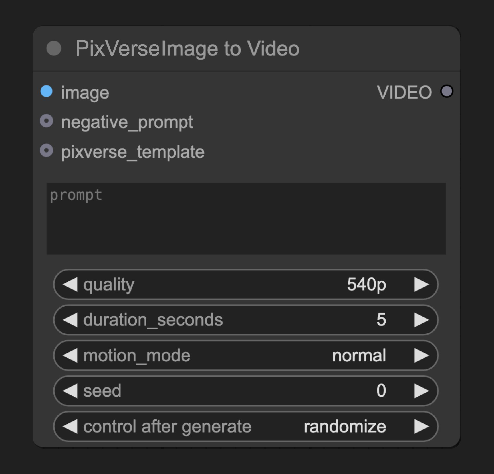 ComfyUI 原生 PixVerse Image to Video 节点