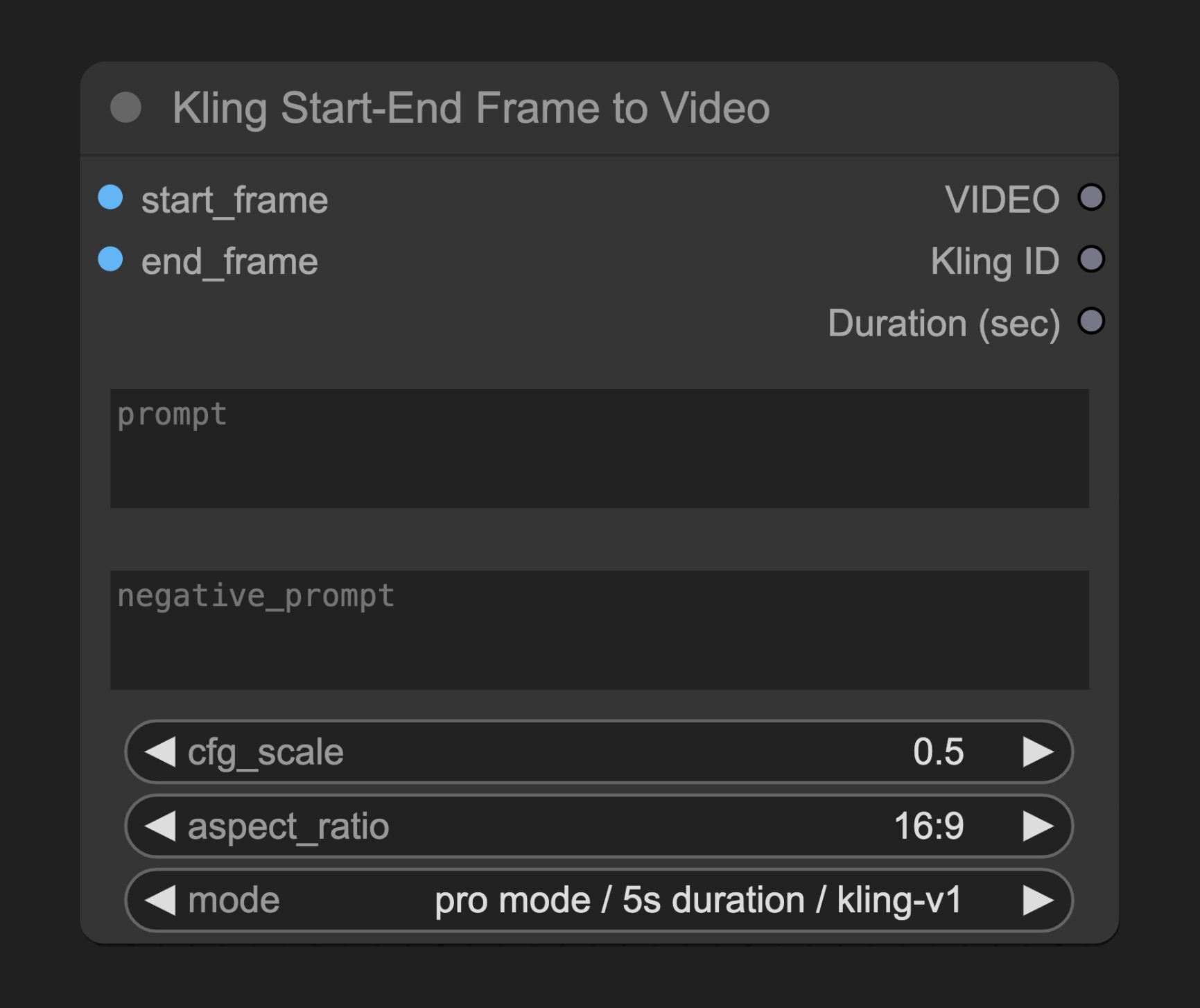 ComfyUI 原生 Kling Start-End Frame to Video 节点