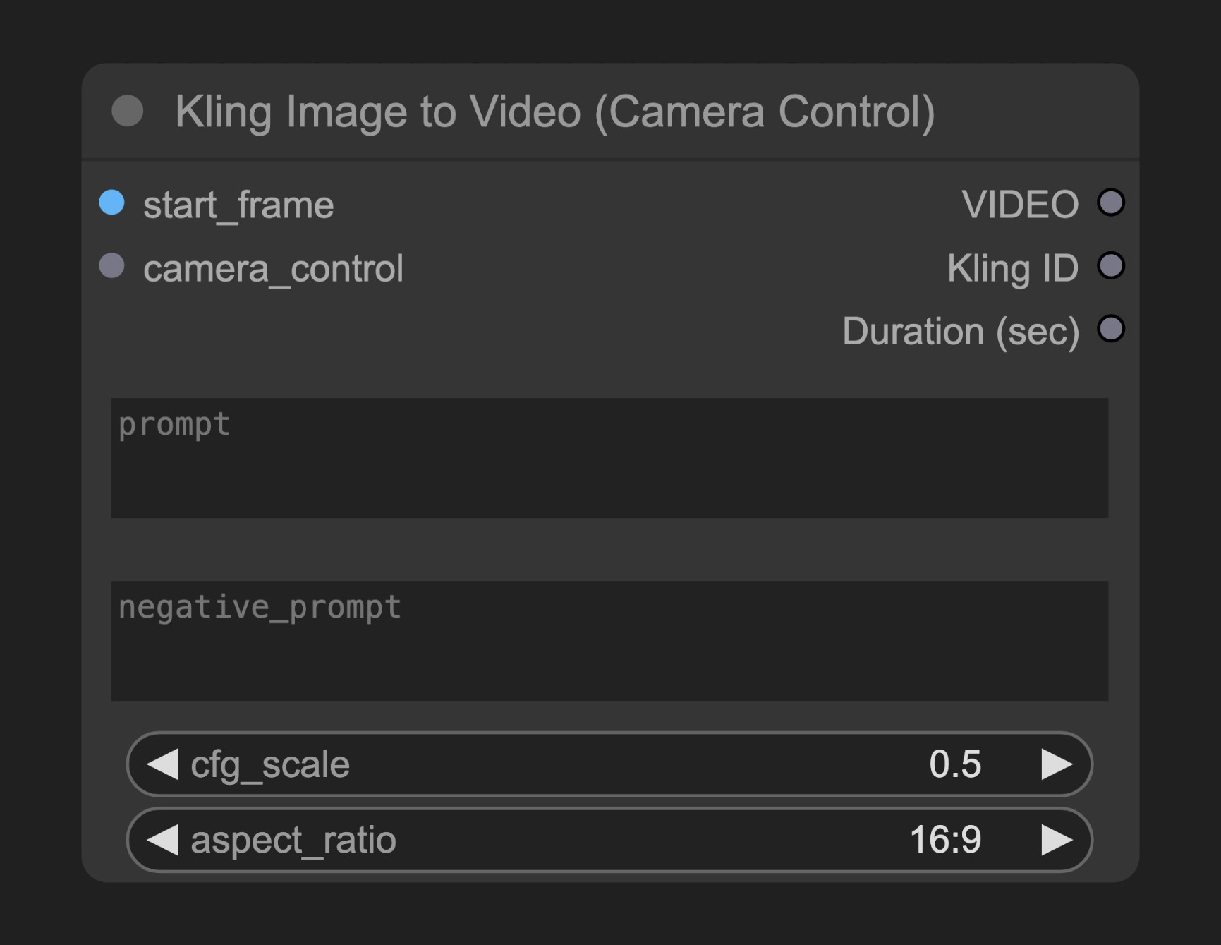 ComfyUI 原生 Kling Image to Video (Camera Control) 节点