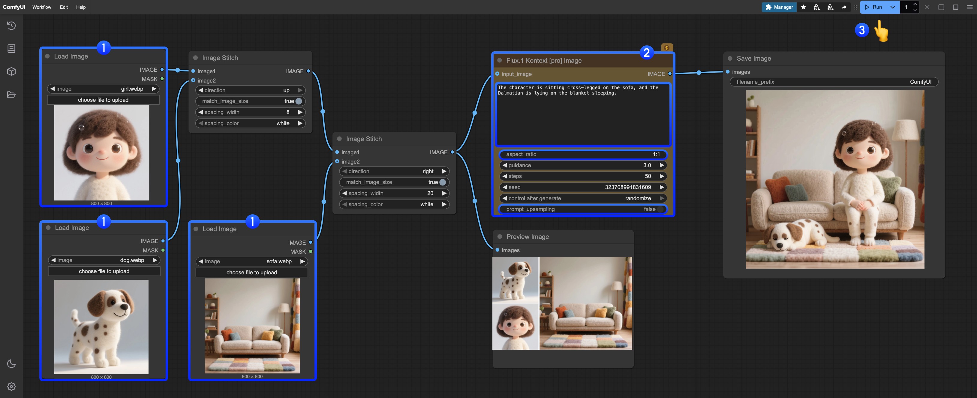ComfyUI Flux.1 Kontext Pro Image 合作伙伴节点 工作流步骤