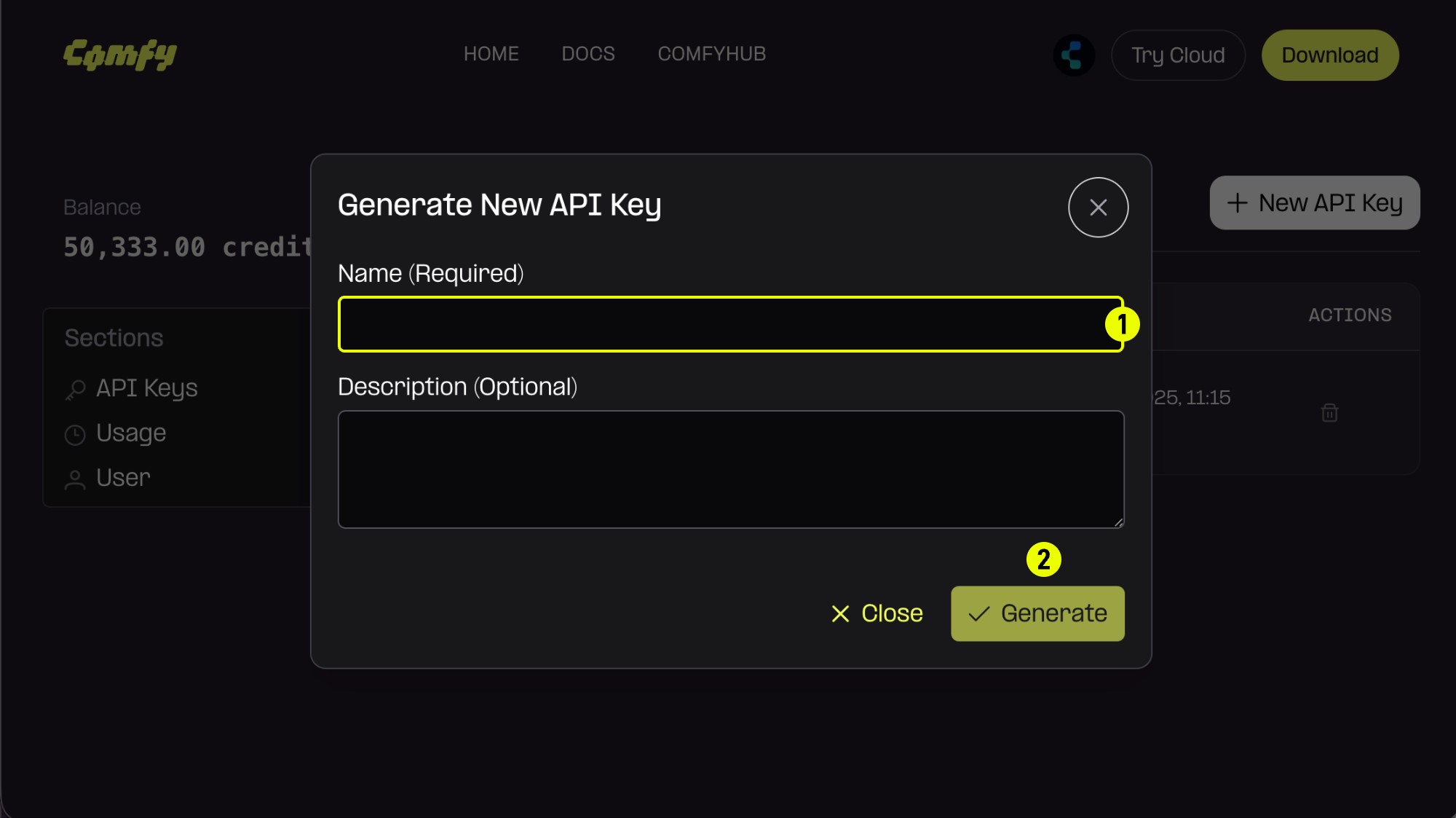 输入 API Key 名称