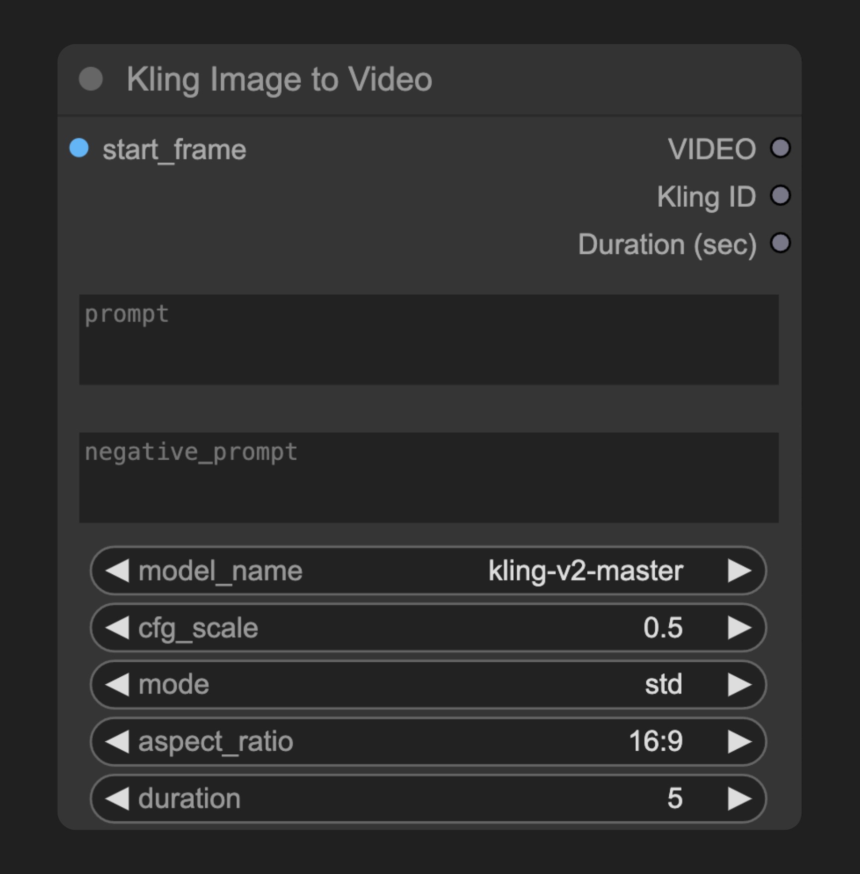 ComfyUI 原生 Kling Image to Video 节点