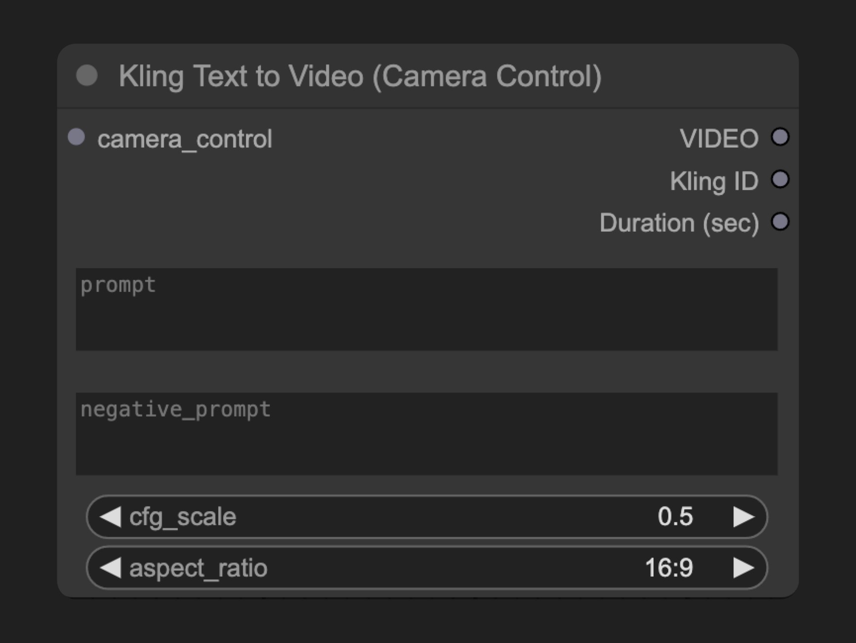 ComfyUI 原生 Kling Text to Video (Camera Control) 节点