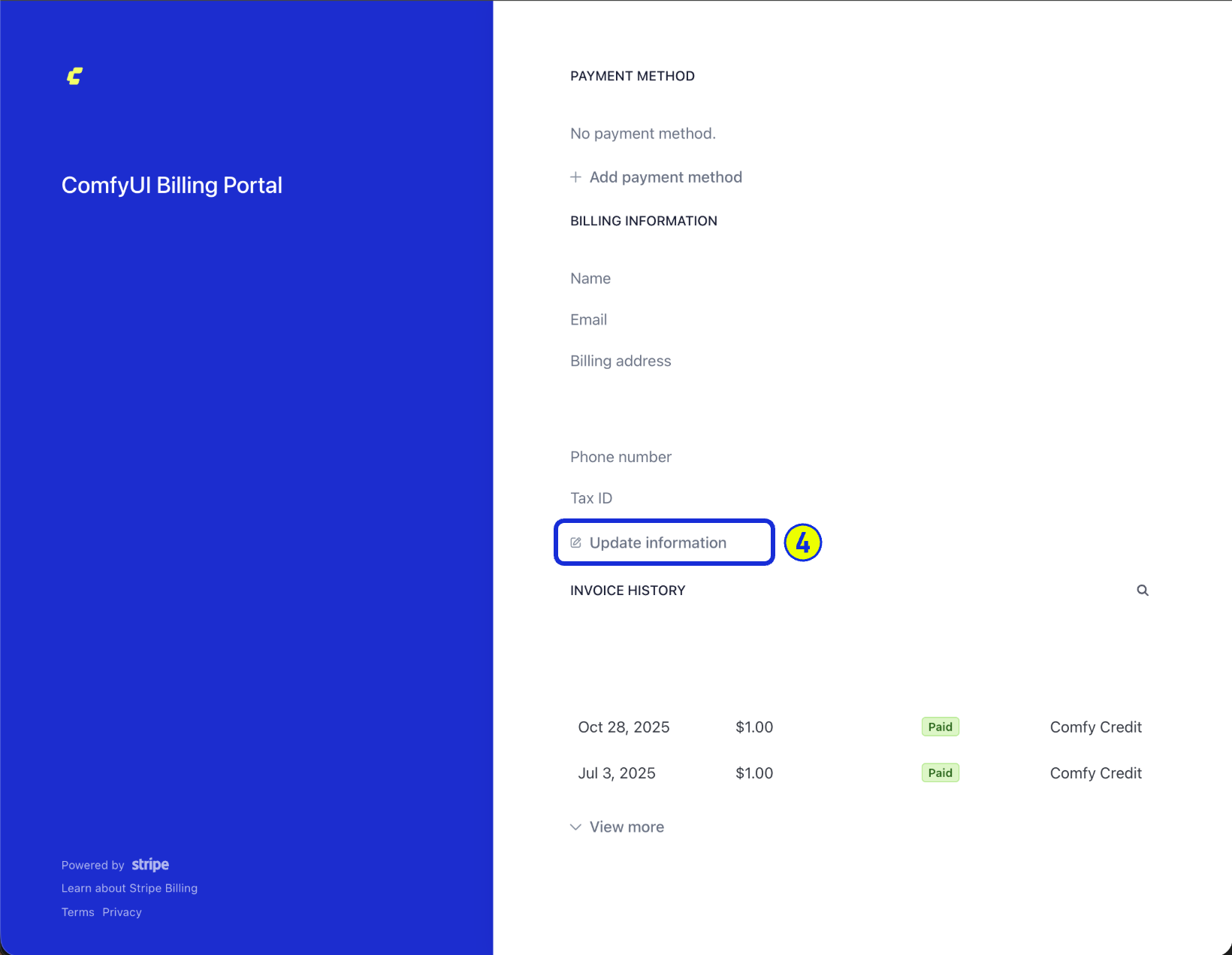 Stripe 账单信息表单界面