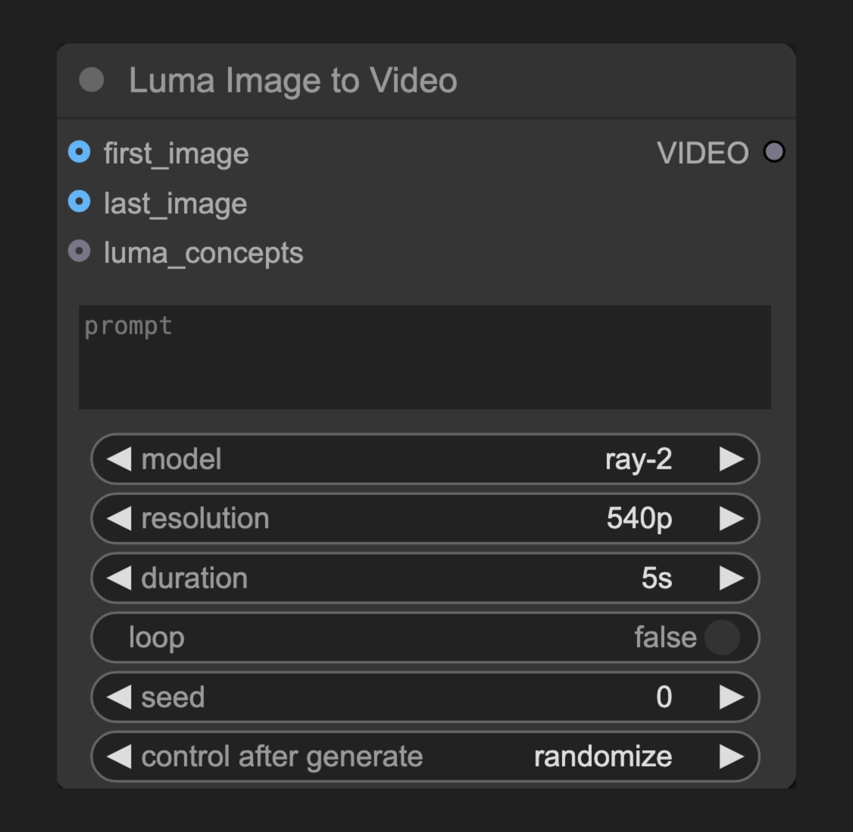 ComfyUI 原生 Luma Image to Video 节点