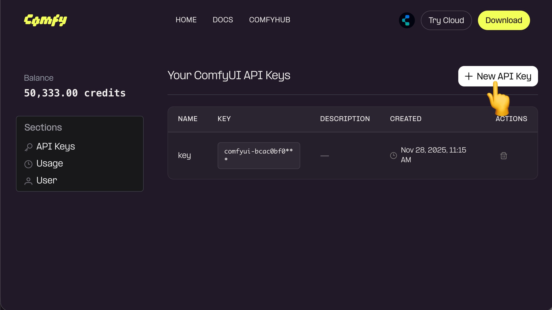 创建 API Key
