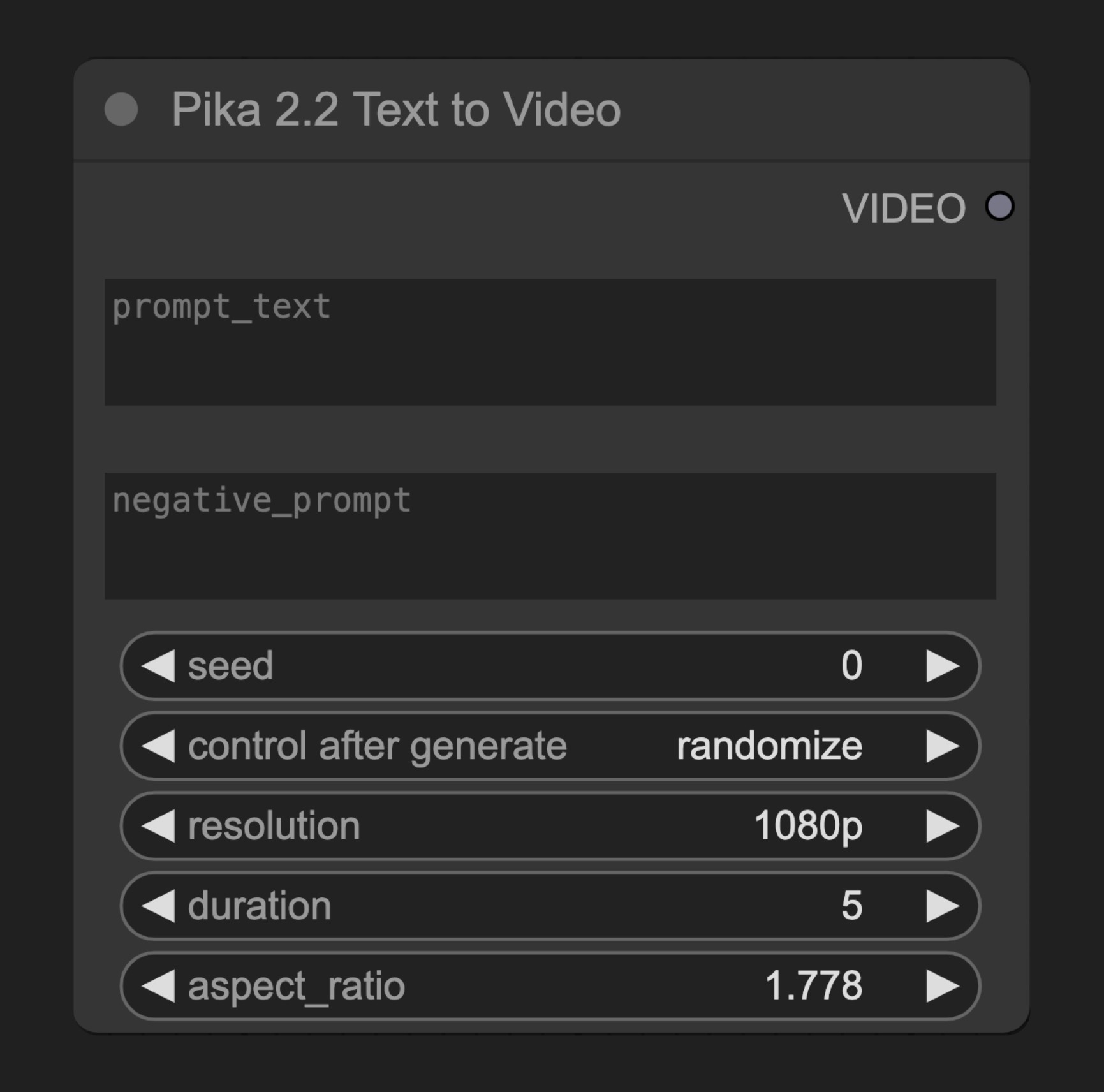 ComfyUI 原生 Pika 2.2 Text to Video 节点