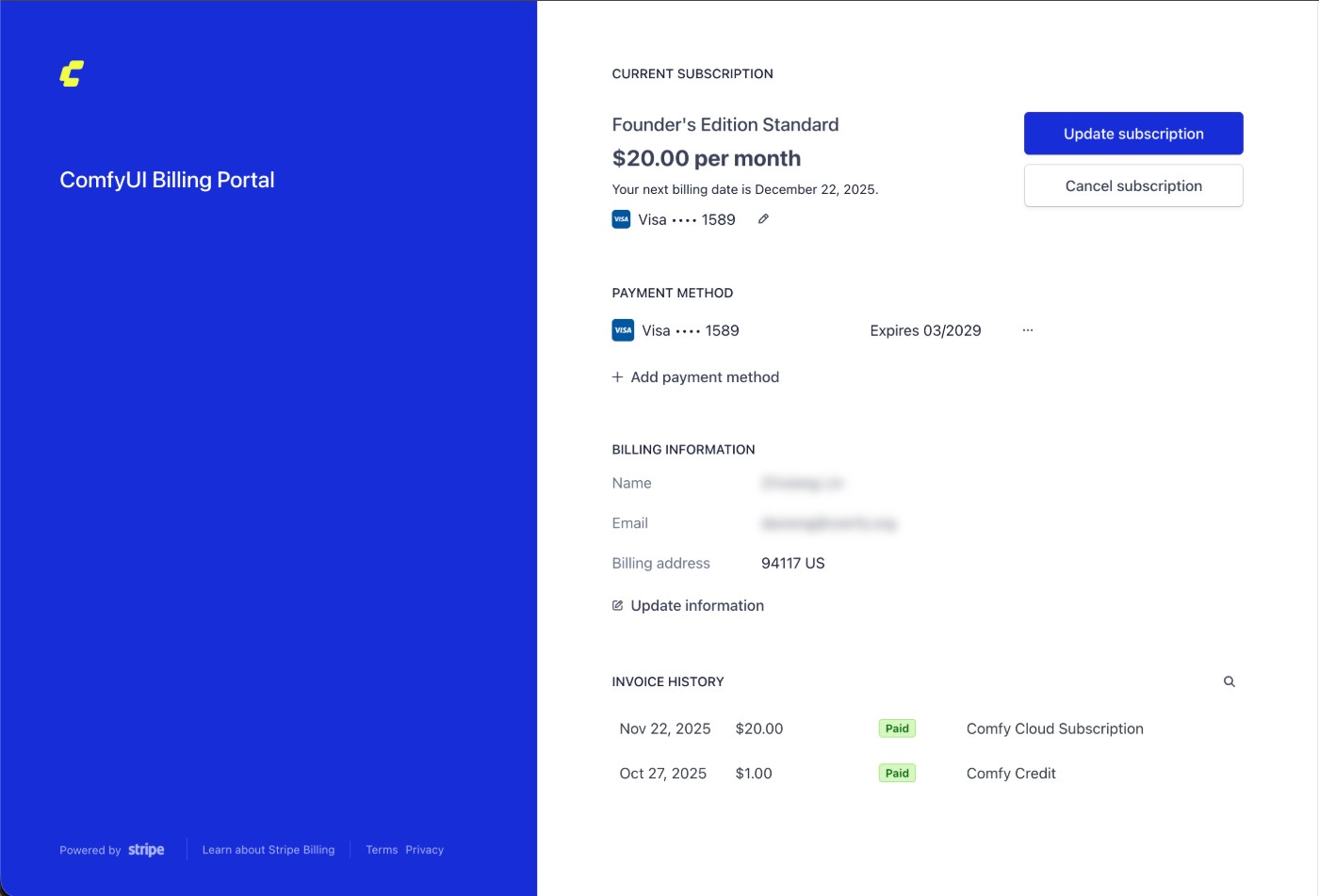 Stripe billing portal