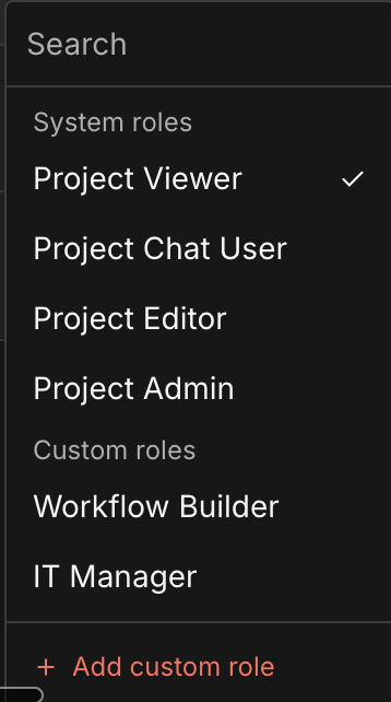 System roles and custom roles are now displayed in separate sections.