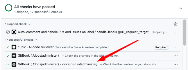 GitBook preview link on a pull request